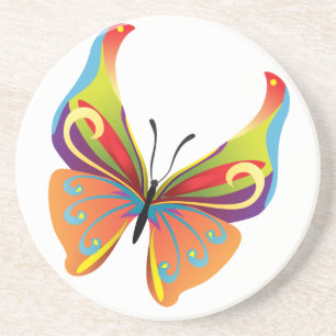 Dessous De Verre En Grès Papillon peint