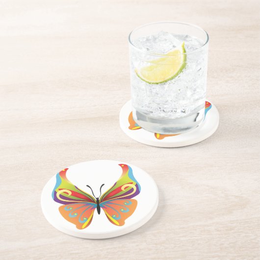 Dessous De Verre En Grès Papillon peint (Côté)