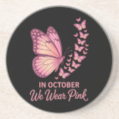 Dessous De Verre En Grès papillon poitrine rose en octobre (Devant)
