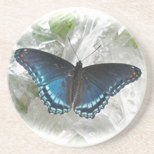 Dessous De Verre En Grès Papillon pourpre tacheté rouge