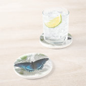 Dessous De Verre En Grès Papillon pourpre tacheté rouge (Côté)