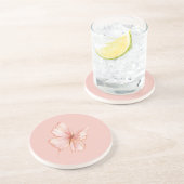 Dessous De Verre En Grès Papillon Rose (Côté)