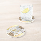 Dessous De Verre En Grès Papillon Rose en marbre d'or (Côté)