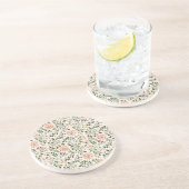 Dessous De Verre En Grès Papillon Rose Pâle Vert Menthe (Côté)