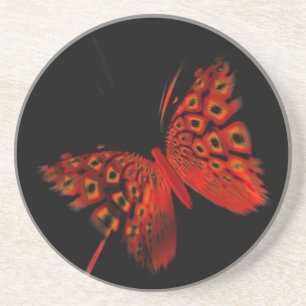 Dessous De Verre En Grès Papillon rouge