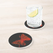 Dessous De Verre En Grès Papillon rouge (Côté)