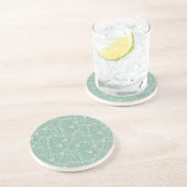 Dessous De Verre En Grès Papillons à l'aquarelle sur fond vert menthe (Côté)