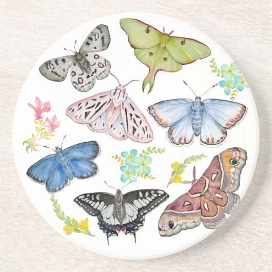 Dessous De Verre En Grès Papillons aquarelle en vol (Devant)