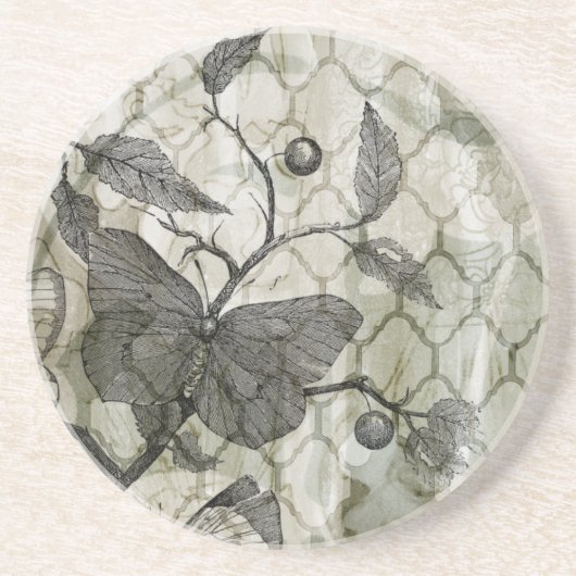 Dessous De Verre En Grès Papillons Arabesques I (Devant)