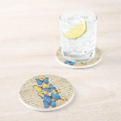 Dessous De Verre En Grès Papillons bleu et jaune (Côté)