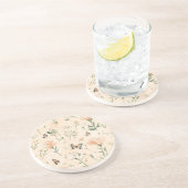Dessous De Verre En Grès Papillons de pêche Floral (Côté)