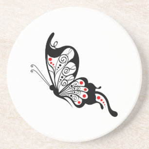 Dessous De Verre En Grès Papillons en dentelle noire 2