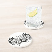 Dessous De Verre En Grès Papillons en dentelle noire 9 (Côté)