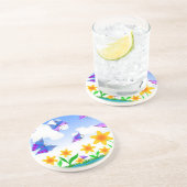 Dessous De Verre En Grès Papillons et fleurs (Côté)