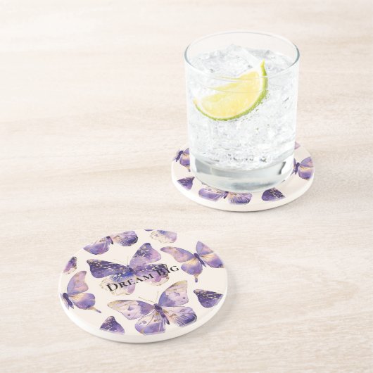 Dessous De Verre En Grès Papillons Purple Gold (Côté)