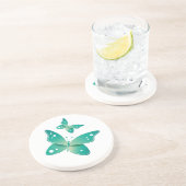 Dessous De Verre En Grès Papillons verts (Côté)