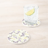 Dessous De Verre En Grès Papillons Violets Fleur de Lavande (Côté)