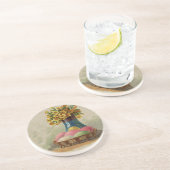 Dessous De Verre En Grès Pâques Panier Œufs Fleurs Antique (Côté)