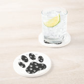 Dessous De Verre En Grès Paquets blancs sur l'Empreinte de patte noir (Côté)