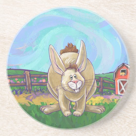 Dessous De Verre En Grès Parade animalière sur lapin mignon (Devant)