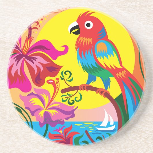 Dessous De Verre En Grès Paradis du perroquet tropical (Devant)