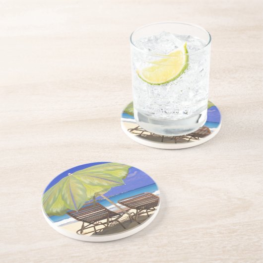 Dessous De Verre En Grès Parapluie de plage, Abaco, Bahamas (Côté)