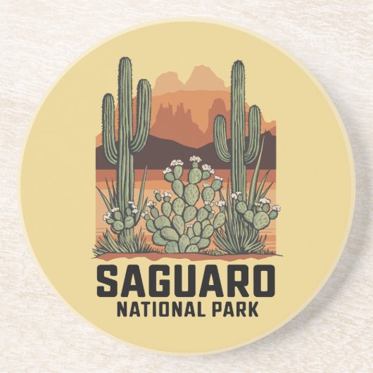 Dessous De Verre En Grès Parc national du Saguaro Cactus (Devant)