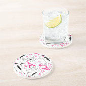 Dessous De Verre En Grès Paris Chic rose noir et blanc (Côté)