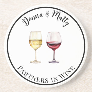 Dessous De Verre En Grès Partenaires du vin rouge et blanc dans la boisson
