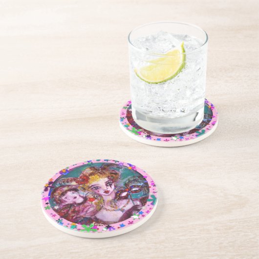 DESSOUS DE VERRE EN GRÈS PARTI VALENTINE VÉNITIEN DE MASQUÉRADE (Côté)