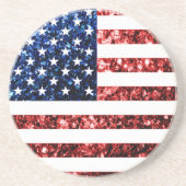 Dessous De Verre En Grès PARTIES SCINTILLANT américaines drapeau rouge bleu (Devant)