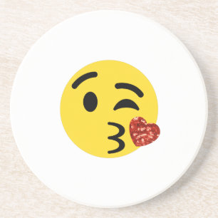 Dessous De Verre En Grès parties scintillant baiser émoji