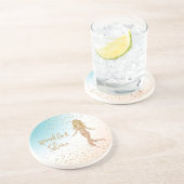 Dessous De Verre En Grès Parties scintillant d'étincelle Aqua Gold Mermaid (Côté)