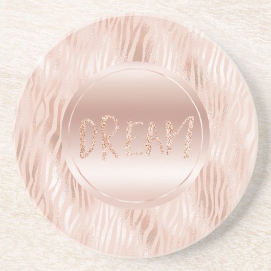 Dessous De Verre En Grès Parties scintillant d'impression Blush Peach Pink  (Devant)