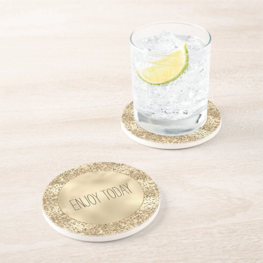 Dessous De Verre En Grès Parties scintillant d'or Confetti Sparkle (Côté)