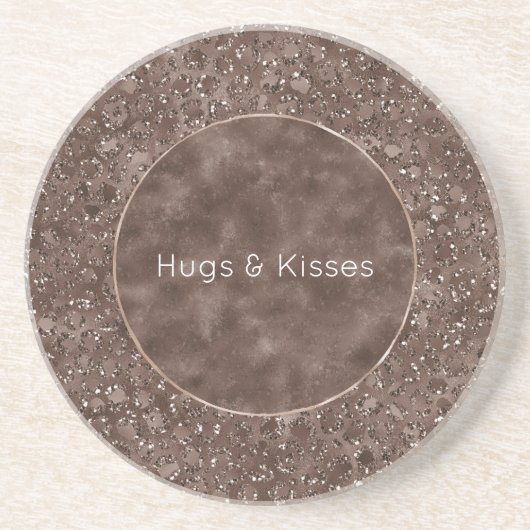 Dessous De Verre En Grès Parties scintillant Empreinte de léopard Brown au  (Devant)