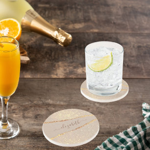 Dessous De Verre En Grès Parties scintillant en pierre de marbre d'Agate ro