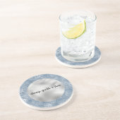 Dessous De Verre En Grès Parties scintillant en verre bleu Zebra Print (Côté)