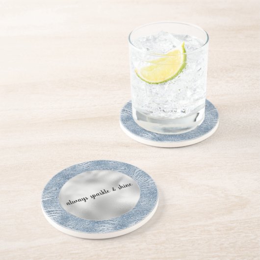 Dessous De Verre En Grès Parties scintillant en verre bleu Zebra Print (Côté)