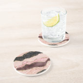 Dessous De Verre En Grès Parties scintillant Noir Noir Rose Burgundy (Côté)