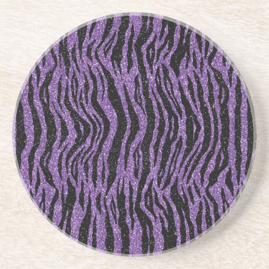 Dessous De Verre En Grès Parties scintillant noire violet Zebra Imprimer (Devant)