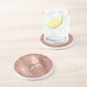 Dessous De Verre En Grès Parties scintillant or rose et Monogramme glam fil (Côté)