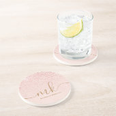 Dessous De Verre En Grès Parties scintillant or Rose tendance Initiales fan (Côté)