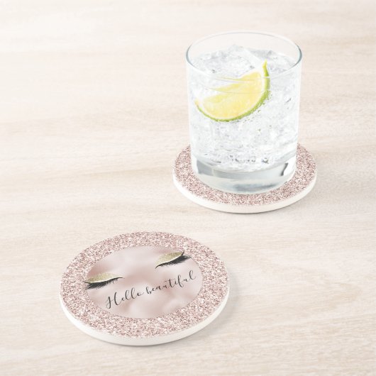 Dessous De Verre En Grès Parties scintillant rose brillant  (Côté)