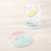 Dessous De Verre En Grès Parties scintillant rose glam Ombre à la menthe (Côté)