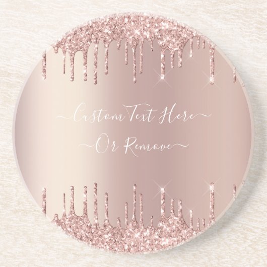 Dessous De Verre En Grès Parties scintillant rose Gold Blush Éclats Texte p (Devant)