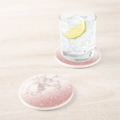 Dessous De Verre En Grès Parties scintillantes roses Ombre de marbre blanc (Côté)