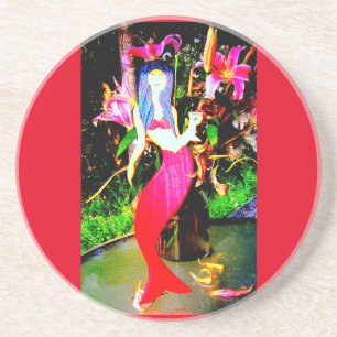 Dessous De Verre En Grès partying rouge de sirène
