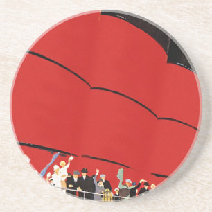 Dessous De Verre En Grès Passagers de bateaux de croisière vintages saluant