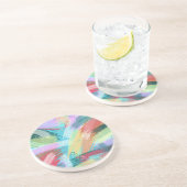 Dessous De Verre En Grès Pastel d'Art Abstrait (Côté)